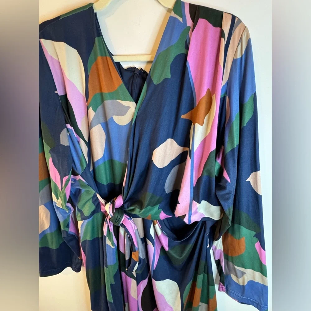 Hutch Anthropologie Long Sleeve Faux Wrap Abstract Dress Stretch Size 3XL - Picture 3 of 9